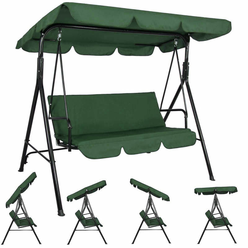 Tuinschommel – Schommelbank – Tuinbank – Schommelstoel – Buitenbank – 3-Persoons – Gepoedercoat Stalen Frame – Verstelbare Zonnekap