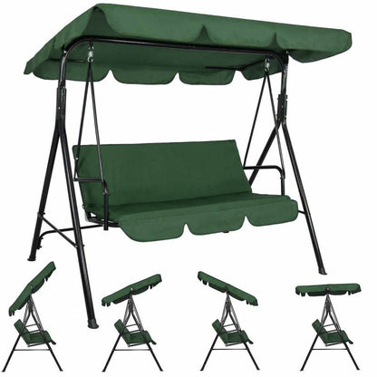 Tuinschommel – Schommelbank – Tuinbank – Schommelstoel – Buitenbank – 3-Persoons – Gepoedercoat Stalen Frame – Verstelbare Zonnekap