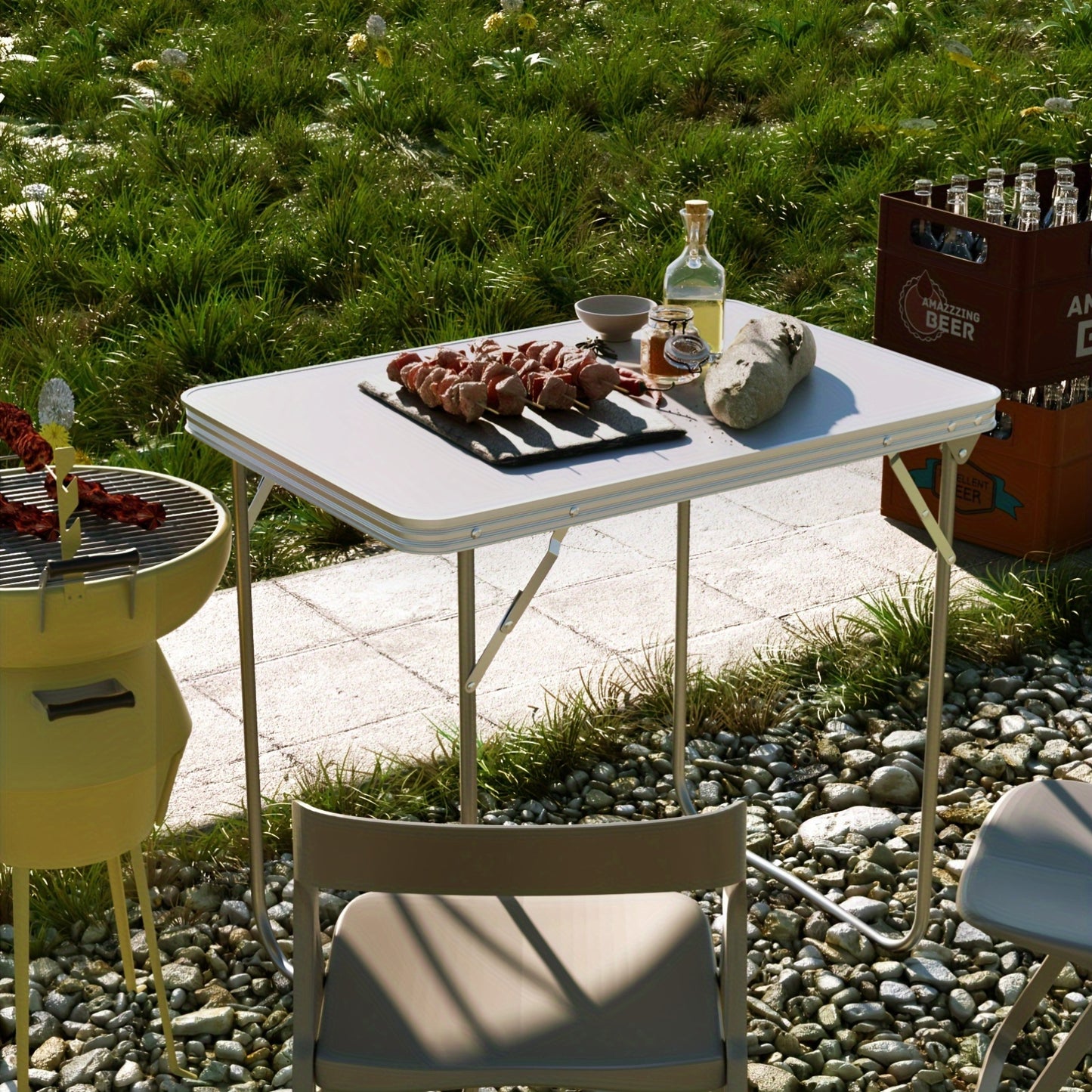 Opvouwbare Tafel – Campingtafel – Tuinbord – Picknicktafel – Kampingtafel – Compact 80x60x69 cm – Waterbestendig MDF – Stevig Stalen Frame