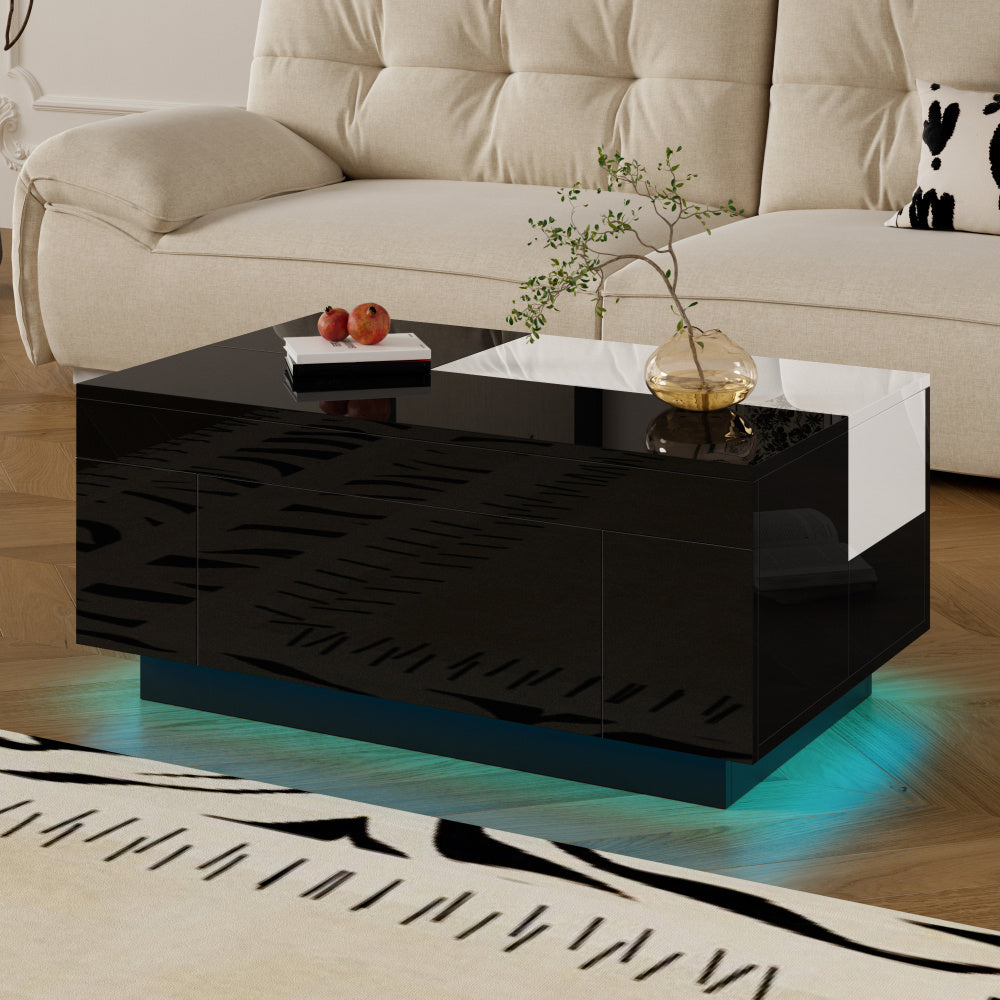 Salontafel met opbergruimte – Koffietafel – Bijzettafel – Multifunctionele tafel – Woonkamertafel – Uitschuifbaar lift-top – Duurzame metalen constructie