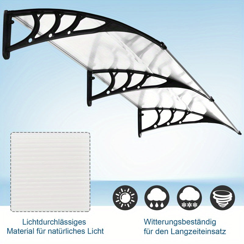 Deurkapje – Deurafdak – Deuroverkapping – Regendoek – Afdakje – Transparant Polycarbonaat – 195x75x23 cm – UV-Bescherming en Weerbestendig