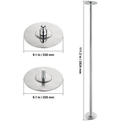 Danspaal – Paaldans Paal – Dansstang – Pole Dance – Professionele Verstelbare Hoogte – Roterend en Statisch – Roestvrij Staal 45mm – Draaggewicht 200kg