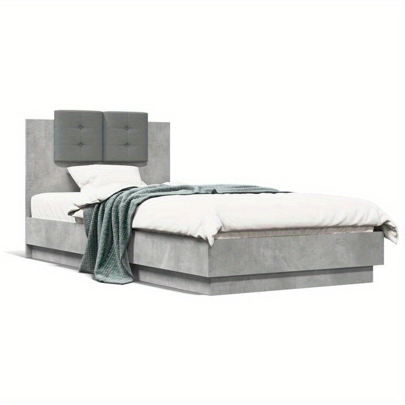 Bedframe – Bed – Slaapbed – Ledikant – Logeerbed – Massief Hardhout & Spaanplaat – 75x190 cm – Afneembaar Hoofdbord – Eenvoudige Montage Zonder Gereedschap