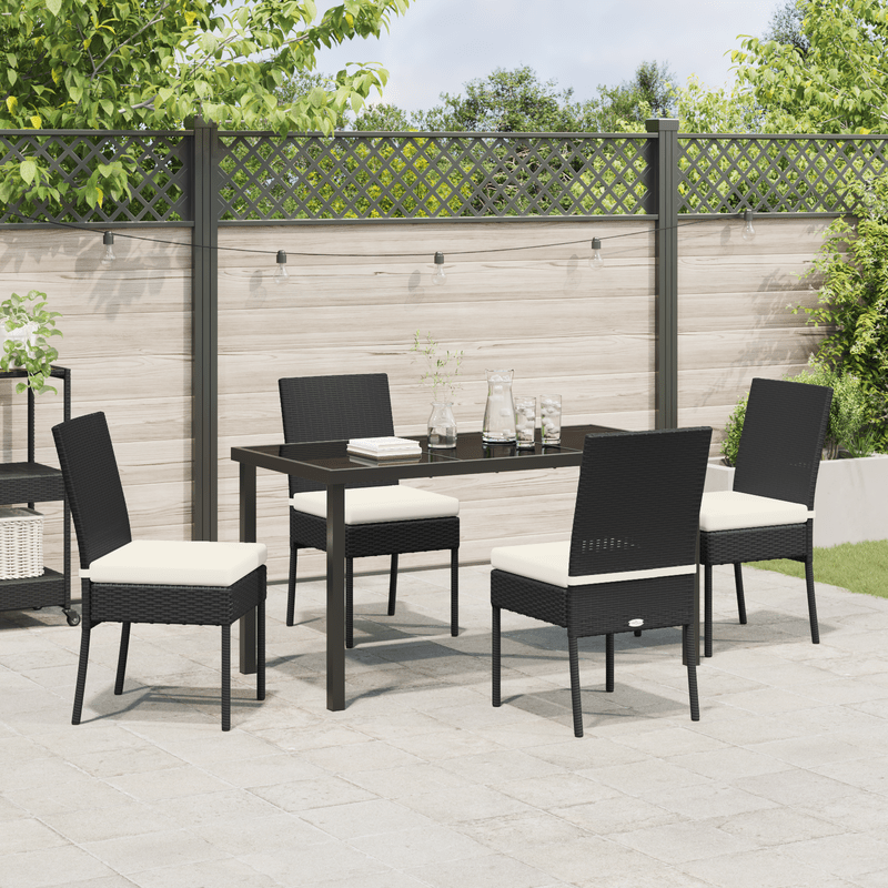5-Delige Tuinset – Tuinmeubelset – Tuindining Set – Balkonset – Terrasmeubels – Zwart Poly-Rattan – Weerbestendig & Lichtgewicht