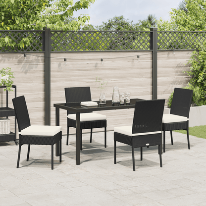 5-Delige Tuinset – Tuinmeubelset – Tuindining Set – Balkonset – Terrasmeubels – Zwart Poly-Rattan – Weerbestendig & Lichtgewicht