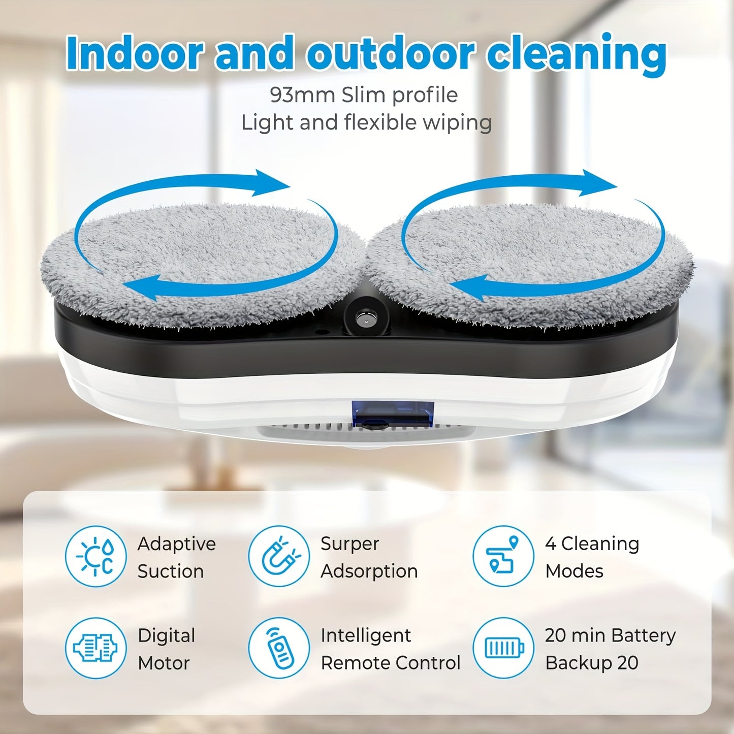 Raamrobot – Ramenwasser – Ruitenreiniger – Raamwisser – Window Cleaner – Krachtige Zuigkracht 5600Pa – Automatische Waterverneveling Met Afstandsbediening