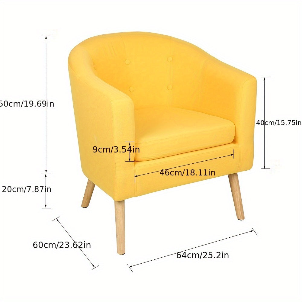 Okergele Fauteuil – Accentstoel – Armstoel – Leesstoel – Woonkamerstoel – Compact Formaat – Ergonomische Rugleuning – Lichtgewicht & Duurzame Katoenmix