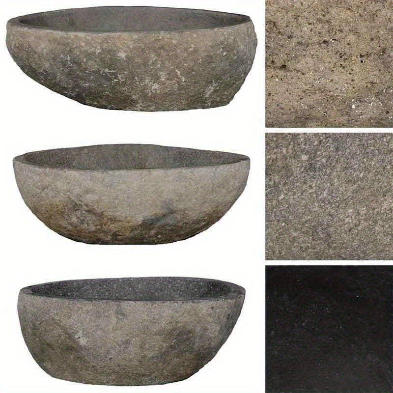 Oval River Stone Wastafel – Natuursteen Wasbak – Badkamer Fontein – Bovenop Wastafel – Steen Kom – 29-38x24-31 cm – Gemengde Kleur – Geen Hout – Makkelijk Schoon Te Maken