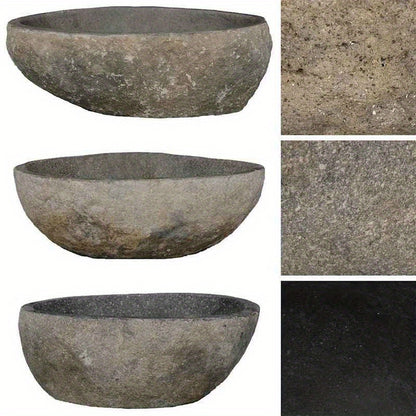 Oval River Stone Wastafel – Natuursteen Wasbak – Badkamer Fontein – Bovenop Wastafel – Steen Kom – 29-38x24-31 cm – Gemengde Kleur – Geen Hout – Makkelijk Schoon Te Maken