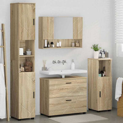 Modern Minimalist Bathroom Furniture Set, Extra Large Bathroom Furniture Set with Storage, Stable Foot Design, Suitable for Bathrooms. Bathroom Furniture Set with Drawer 4pcs Sonoma Oak 30 X 35 X 192 Cm