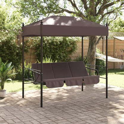Hollywood Schommelstoel – Schommelstoel Met Kap – Loungestoel Buiten – Hangstoel Tuin – Patio Stoel Bruin – Stevig Stalen Frame – Weerbestendig Met Kussen