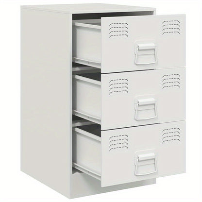 Nachtkastje – Bijzettafel – Kastje – Opbergkast – Slaapkamerkast – Wit Gelakt Staal – Compact 34,5x39x62 cm – Duurzaam & Modern Design