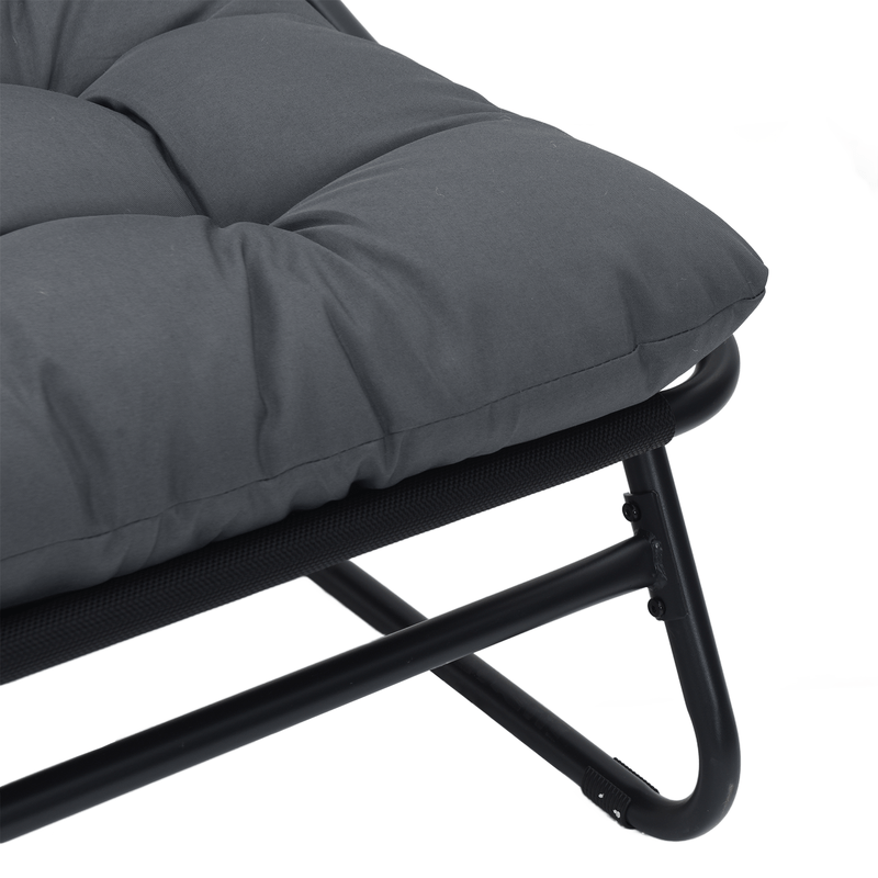 Tuinstoelen Set – Buitenstoelen – Tuinmeubelen – Balkon Stoelen – Staal Frame – Zwarte Kussens