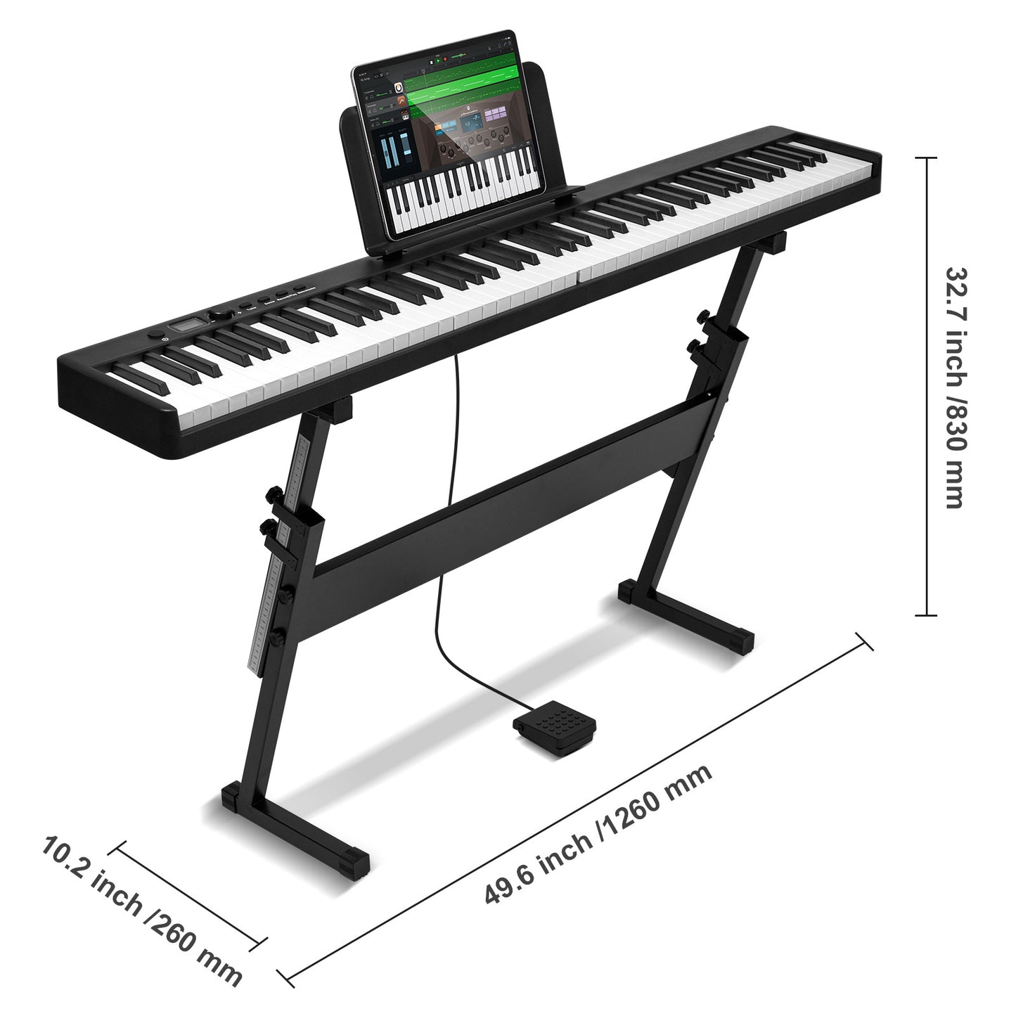 88 Toets Vouwbaar Keyboard – Draagbaar Piano Keyboard – MIDI Keyboard – Elektronische Piano – Opvouwbaar Keyboard – Bluetooth 5.0 Connectivity – Verstelbare Standaard
