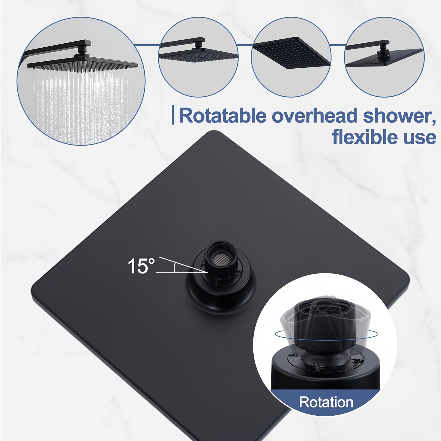 Thermostatische Douchekraan Set – Douchekraan – Badkraan Set – Handdouche – Douchekop Met Slang – Roestvrij Staal – Constante Temperatuurregeling – Wandmontage