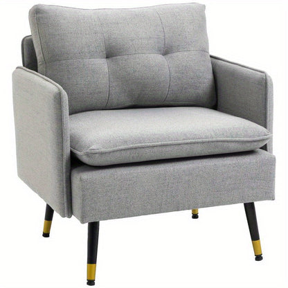 Fauteuil – Lounge Stoel – Accentstoel – Relaxfauteuil – Zetel – Verstelbare Rugleuning – Stalen Poten tot 120 kg – Pluche Gevuld Zitting en Rugleuning