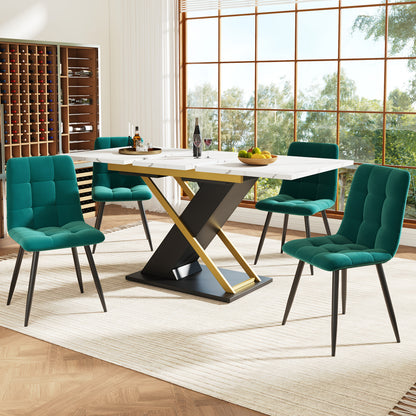 Uitschuifbare Eettafel – Uitklaptafel – Keukentafel – Woonkamertafel – Tafel Verlengbaar – Zwart Hardhout – Gouden Kruispoten – Verstelbaar 160-200 cm