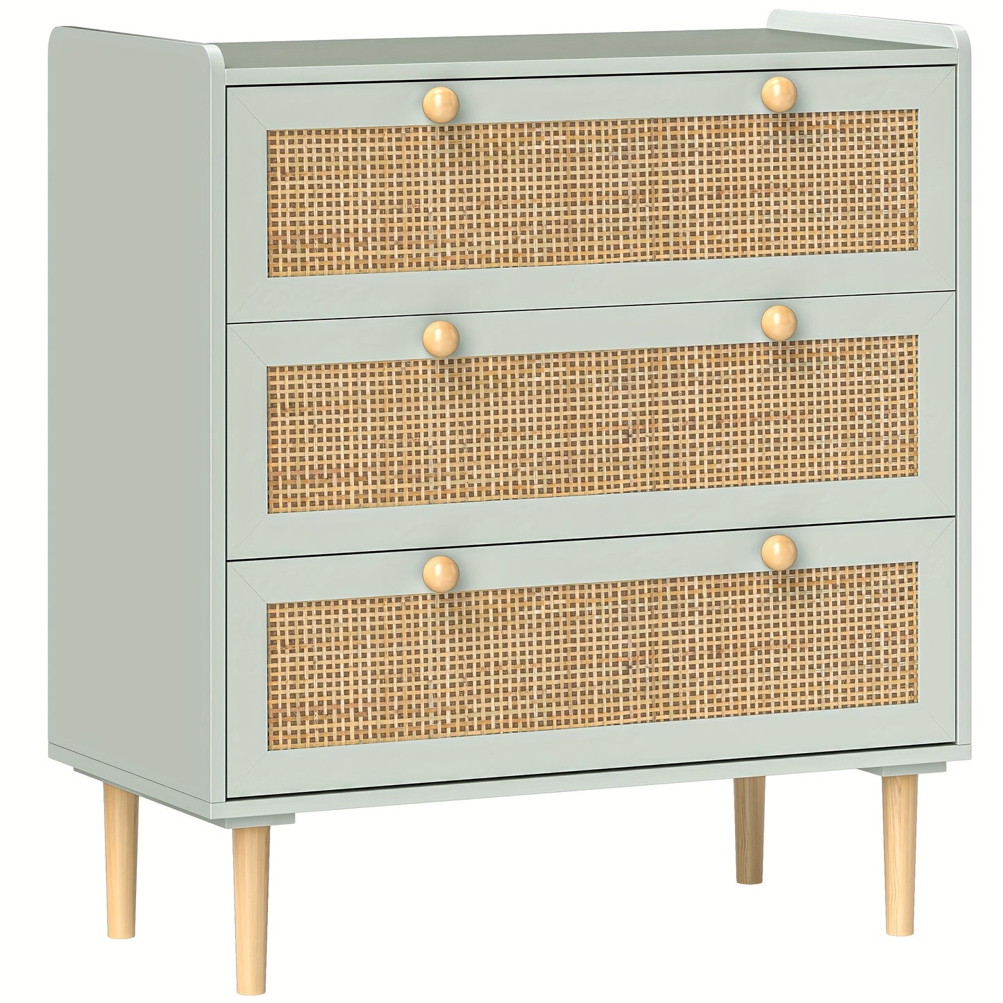 Kast Met Laden – Ladekast – Commode – Sideboard – Opbergmeubel – Rattan Effect – Lichtblauw – 3 Laden – Modern Design