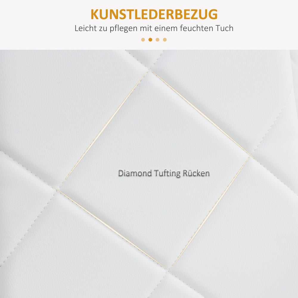 Eetkamerstoel – Keukenstoel – Stoel – Kuipstoel – Gestoffeerde Stoel – Set Van 4 – Kunstleer Wit – Stalen Onderstel – Comfortabel & Duurzaam