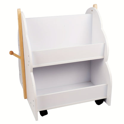 2-Tier Mobile Bookshelf With Locking Casters | Noise-Free Wheels For Hardwood Floors/Carpets | 50x54cm Slim Profile Fits Behind Doors, Standing Shelf