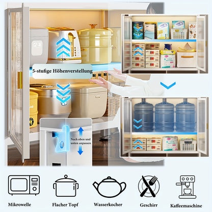 Keukenkast Op Wielen – Opbergrek Keuken – Woonkamerkast – Broodkast Wit – Dressoir Met Wieltjes – Geschikt Voor Eetkamer – Afmeting 94,8 x 49,2 x 41,2 cm – Stalen Constructie