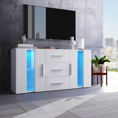 Opbergkast – Kast – Dressoir – Bergkast – Buffetkast – Wit – 140x35x70 cm – Duurzaam Lichtgewicht Ontwerp