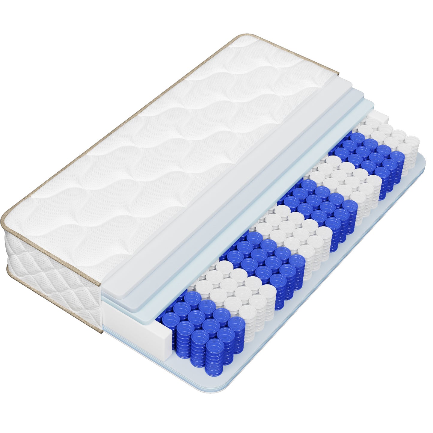 Mattress 90X200 Cm, Pocket Spring Mattress, 22 Cm Thick, 7-Zone Design, Including Free Mattress Topper, Quiet Pocket Springs, Noise-Reducing And Without Disturbance.