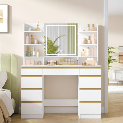 Kaptafel – Make-up Tafel – Cosmeticatafel – Verzorgingstafel – Dressoir – Groot Formaat – LED Verlichting Met Instelbare Kleur En Helderheid