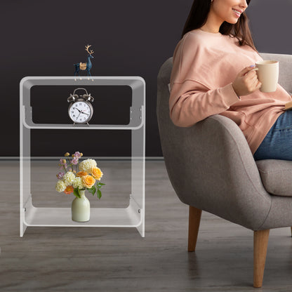 Bijzettafel – Nachtkastje – Salontafel – Sidetable – Banktafel – Transparant Acryl – Stevig A-Frame Design – 30 KG Draagvermogen – Ruimtebesparend Compact