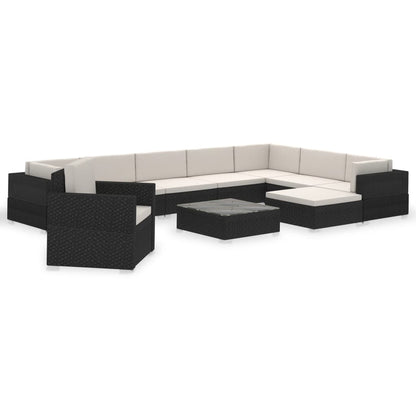 Loungekussens – Tuinkussens – Zitkussens – Rugkussens – Kussen Set – 12-Delig – Waterafstotend Polyester – 6 cm Dik – Zwart