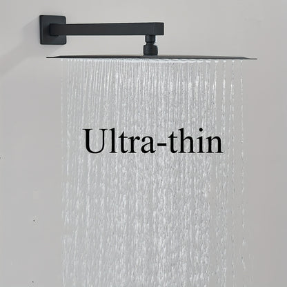 Doucheset Mat Zwart – Regendouche – Handdouche – Mengkraan – Douche Systeem – 40x40 cm Regendouche – Messing & RVS