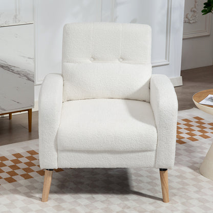 Fauteuil – Armstoel – Zetel – Leunstoel – Clubstoel – Modern Design – Rubberhouten Pootjes – Lendensteunkussen – Wit