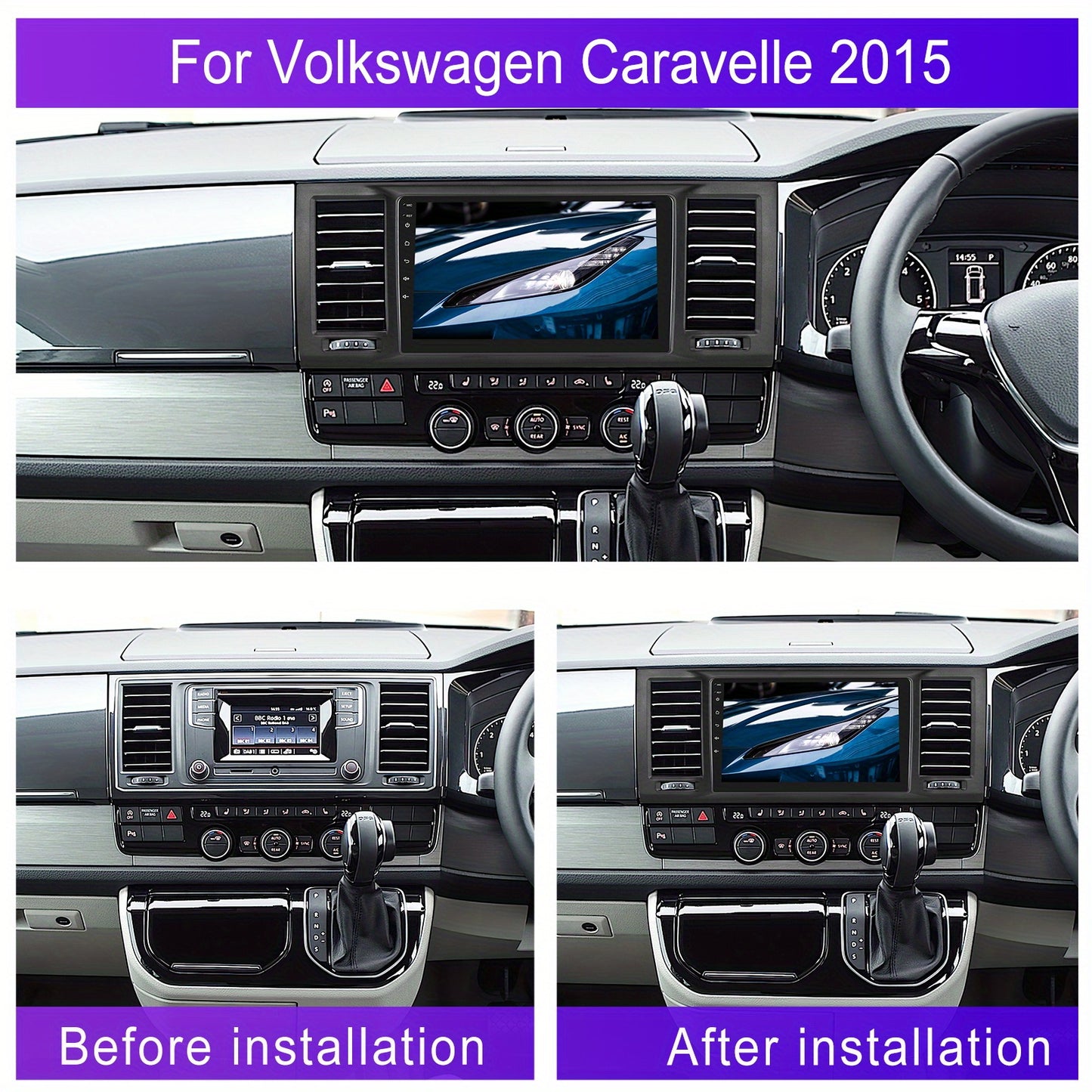 Android Autoradio – Navigatiesysteem – Multimedia Speler – Carplay Radio – Bluetooth Radio – 9 Inch 1280P HD IPS Scherm – Draadloze Connectiviteit Met AHD Achteruitrijcamera