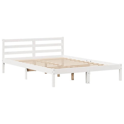 Boekenkastbed – Bed met Opbergruimte – Slaapbank – Bedframe – Kinderbed – Modern Wit – Massief Pijnhout – Compact 120x190 cm