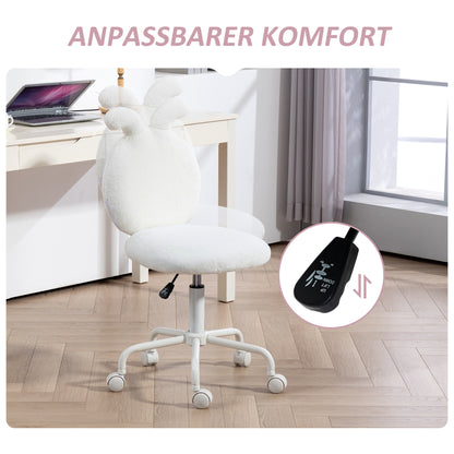Bureaustoel – Bureaustoel Met Wieltjes – Draaistoel – Kantoorstoel – Bureaustoel Wit – Faux Fur Bekleding – 360 Graden Draaibaar