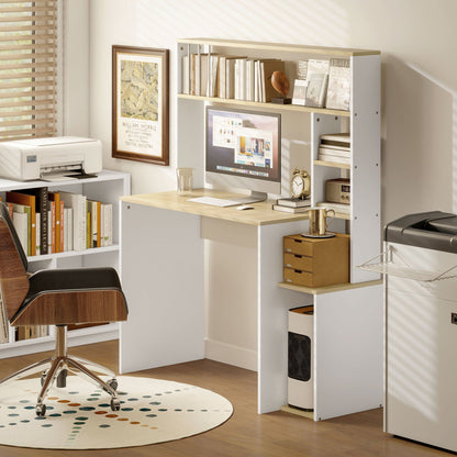 Bureau – Computertafel – Werkplekmeubel – Study Desk – Thuiswerkplek – Met Opbergruimte en CPU Houder – Grote Werkblad 113x45 cm – Eikenhoutkleur Melamine