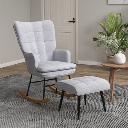 Draaifauteuil – Draaistoel – Fauteuil – Relaxstoel – Loungestoel – Lichtgrijs – Beukenhouten Onderstel – Gestoffeerd Met Quiltpatroon – 64x89x90 cm