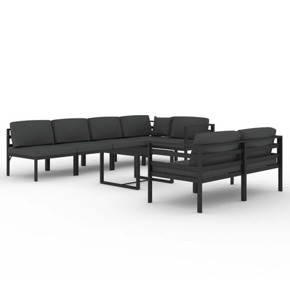 Loungeset – Tuinset – Loungeset Aluminium – Verstelbare Loungeset – Loungeset Met Tafel – Modulaire 9-delige Set – Weerbestendig Aluminium – Comfortabele Polyester Kussens