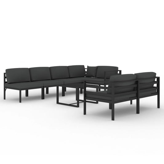 Loungeset – Tuinset – Loungeset Aluminium – Verstelbare Loungeset – Loungeset Met Tafel – Modulaire 9-delige Set – Weerbestendig Aluminium – Comfortabele Polyester Kussens