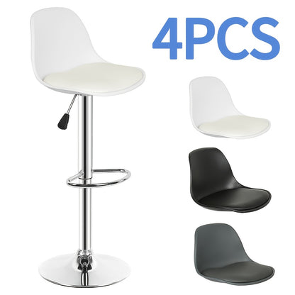 Barstoel – Barkruk – Barstoel Kruk – Barkrukken – Barstoelen – Verstelbare Zithoogte 55-75 cm – Draaibaar 360° – Set Van 4 – Wit Faux Leder – Metalen Frame – Kunststof Rugleuning