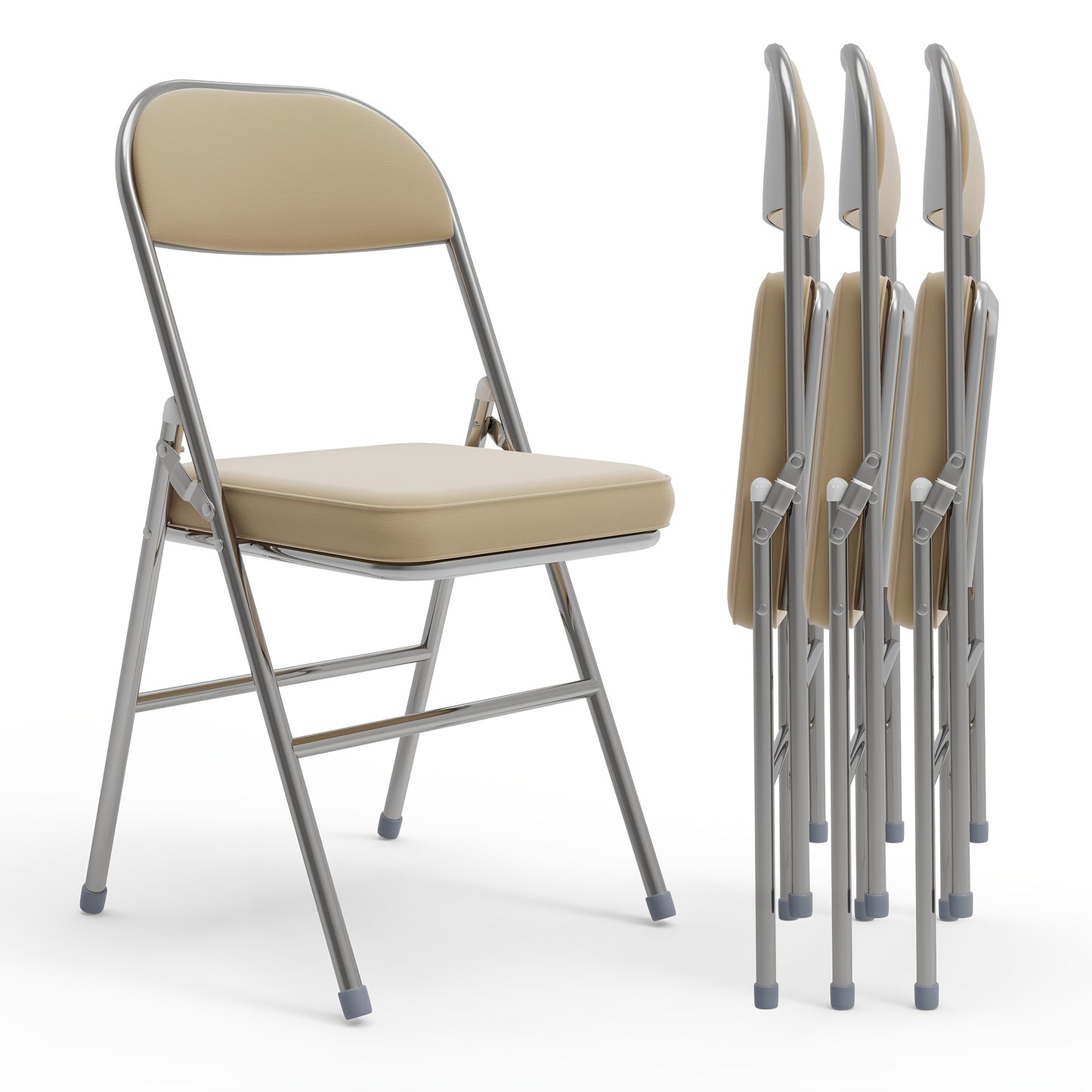 Vergaderstoel – Stoel – Bezoekersstoel – Kantinestoel – Bureaustoel – Set van 4 – PU Leer – Stapelbaar & Ergonomisch