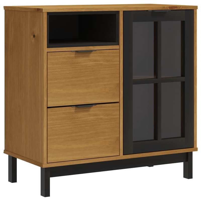 Sideboard with glass doors FLAM 80x40x80cm solid pine wood