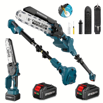 Kettingzaag Elektrisch – Mini Kettingzaag – Snoeizaag – Takkenzaag – Handkettingzaag – 20,32 cm Zaagblad – 2x 4000 mAh Batterijen – 800 Watt Motor