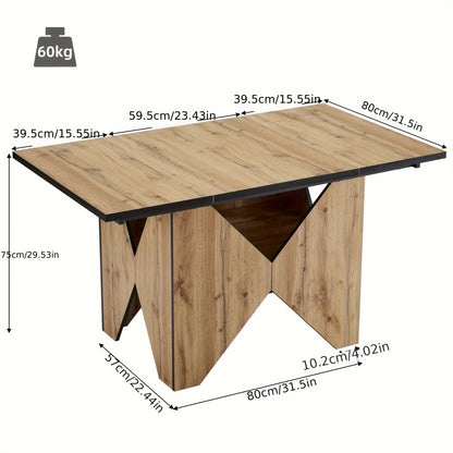 Eettafel – Tafel – Keukentafel – Bistrotafel – Eetkamertafel – Modern Design – Houtkleur Bruin – 138,5x80x75 cm – Geschikt Voor 4-6 Personen – Niet Afneembaar Tafelblad