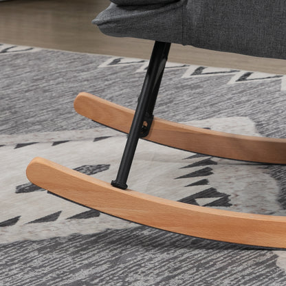 Draaifauteuil – Lounge Stoel – Relax Fauteuil – Schommelstoel – Leesstoel – Grijs Linnen Look – Inclusief Voetenbank – Draagvermogen 130 kg – Compact 64x89x90 cm