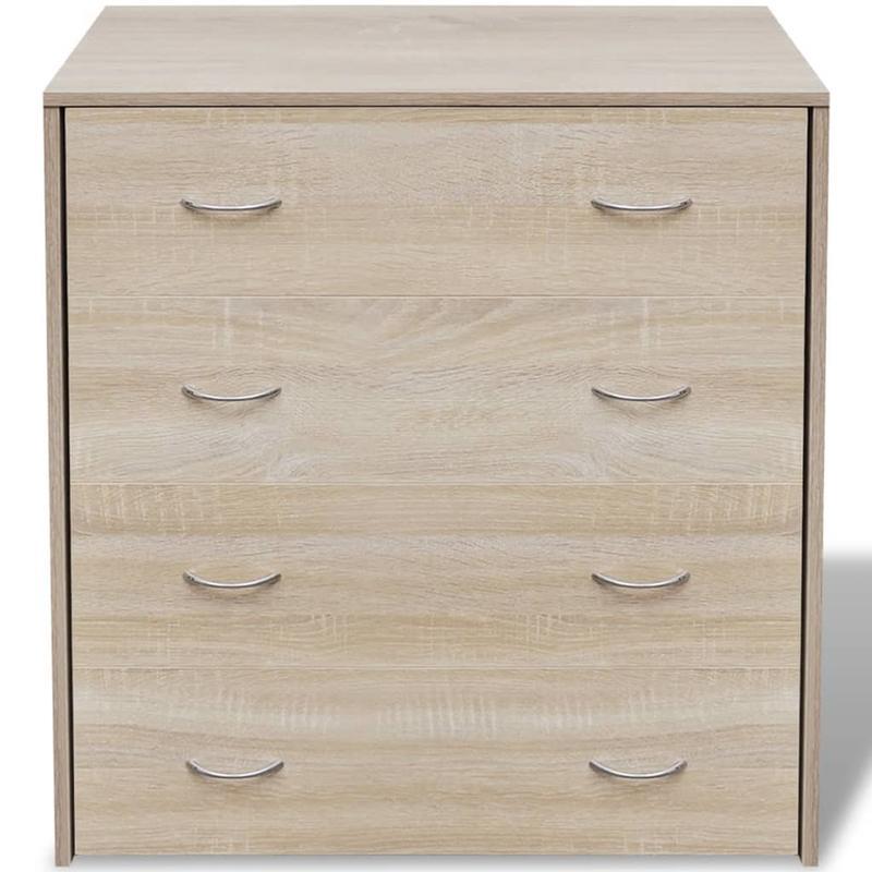 Dressoir – Kommode – Ladekast – Opbergkast – Buffetkast – 4 Lades – Compact Eikenbruin Hout – Duurzaam Hardhout & Metaal