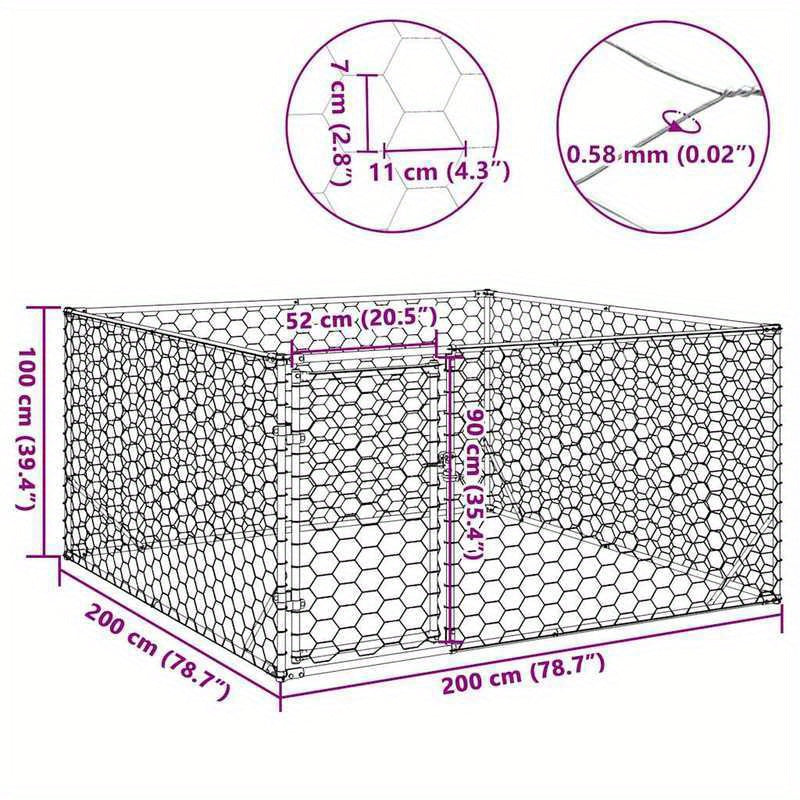 Hondenren – Hondenkennel – Hondenhok – Dierenren – Verzinkte Stalen Ren – 2x2x1 Meter – Roestbestendig & Eenvoudig Montage