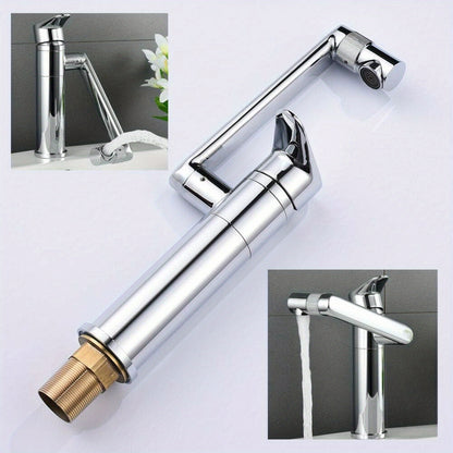 Goodslinesshop DiLiBee 360° Rotatable Single Handle Bathroom & Kitchen Sink Faucet - Chrome Finish, Nickel Plated Stainless Steel Valve, Classic Modern Design, Easy Installation with Mounting Hardware & Flexible Hoses, Effic