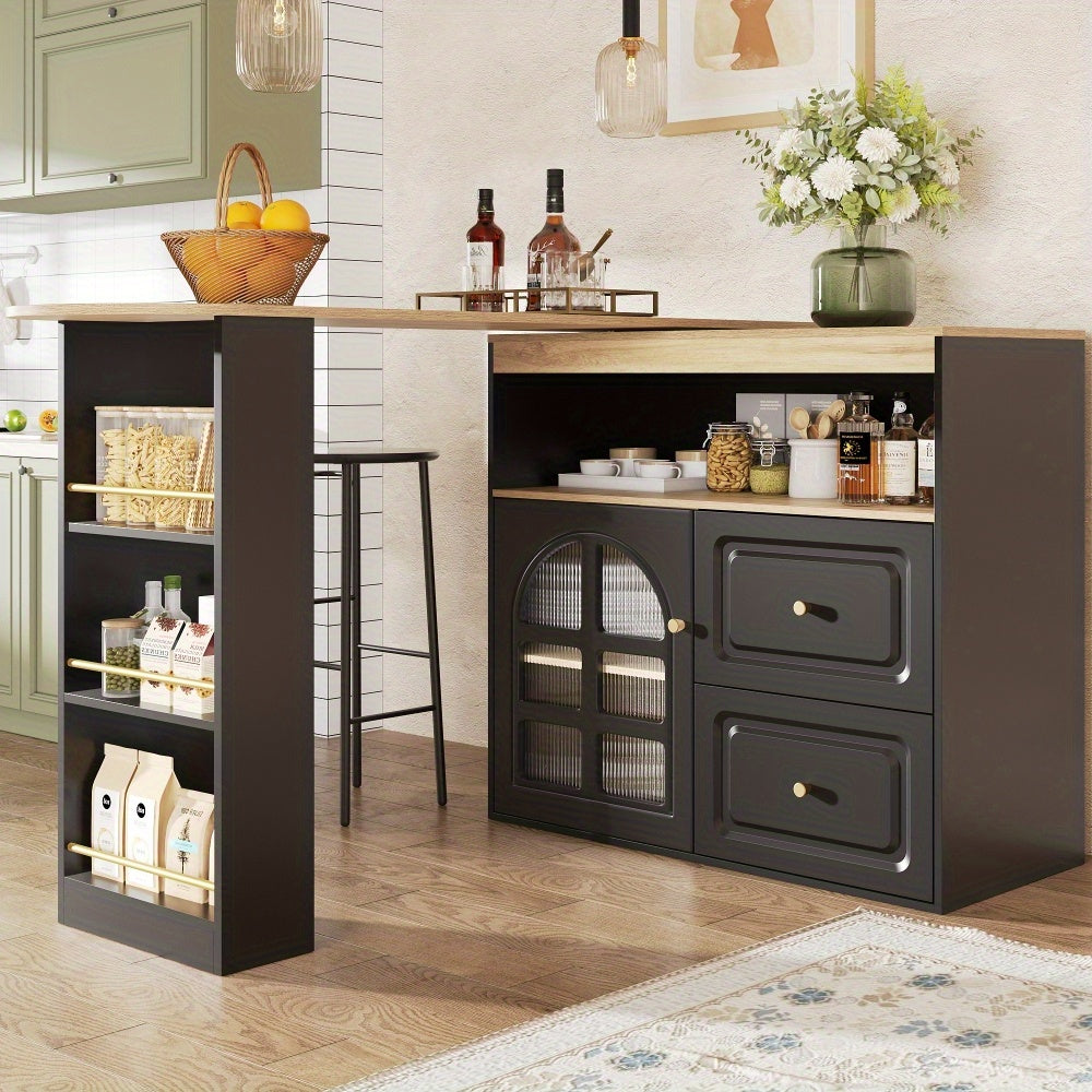 Dressoir – Buffetkast – Opbergkast – TV-meubel – Ladekast – 360° Draaibaar – 2 Ruime Lades – Modern Minimalistisch Design
