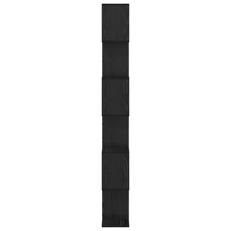 Boekenplank – Boekenrek – Wandplank – Wandrek – Boekenmeubel – Zwart Hout – 70x24x193,5 cm – Vrijstaand Met 6 Open Planken – Stevig En Minimalistisch Design